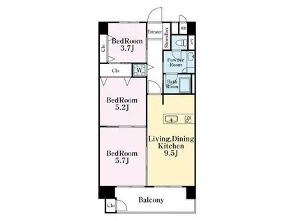 東建柏木マンション(3LDK/13階)の間取り写真