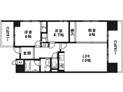 キオプラザ天満橋(3LDK/13階)の間取り写真