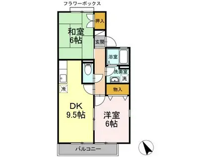 パークアベニュー(2DK/1階)の間取り写真