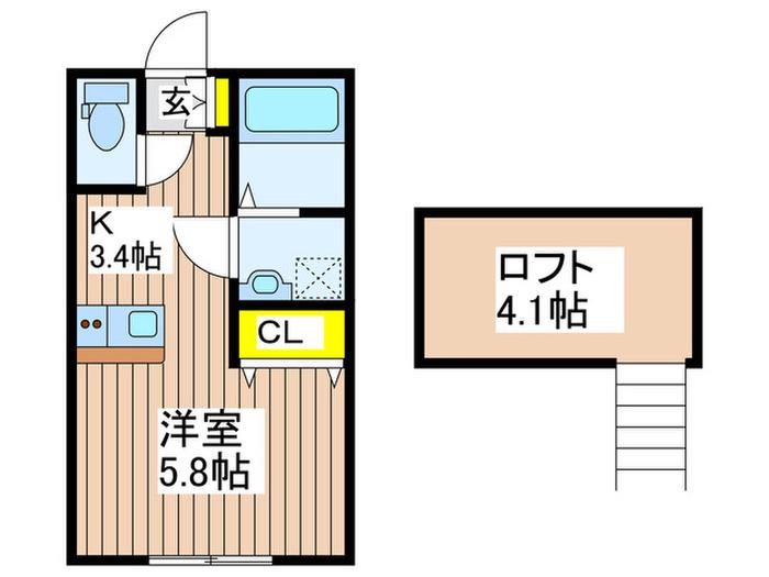 グラッサ花の木(ワンルーム/2階)の間取り写真