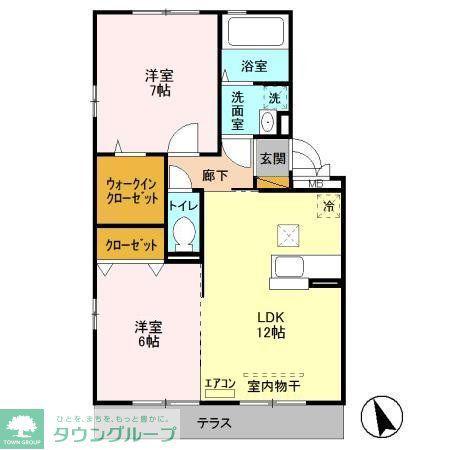 クレアール(2LDK/1階)の間取り写真