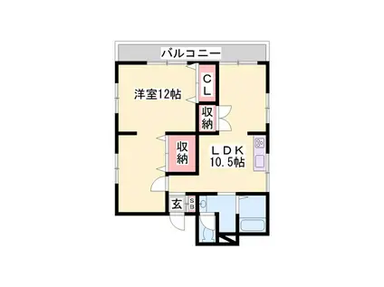 アベニール林崎(1LDK/2階)の間取り写真
