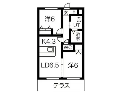 ジュエル A棟 (2LDK/1階)の間取り写真