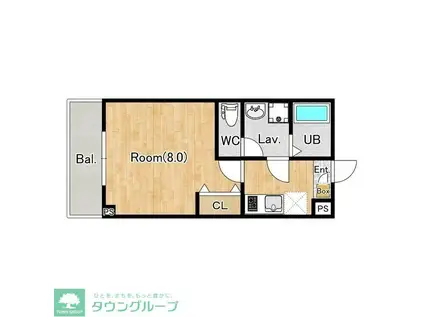 ジーメゾン前原(1K/1階)の間取り写真