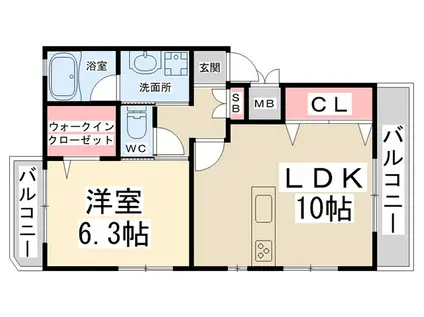 ESPACIO AMAGASAKI(1LDK/2階)の間取り写真