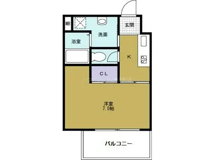 JJ COURT磯路(1K/3階)の間取り写真