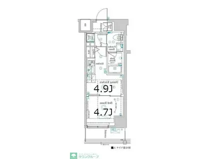 ラフィスタ中野本町(1DK/9階)の間取り写真