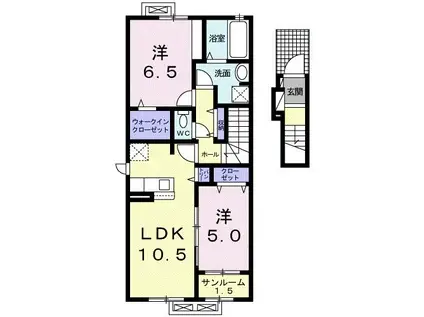 ヴィオレッタA(2LDK/2階)の間取り写真