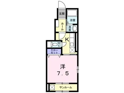 ドルチェII(1K/1階)の間取り写真