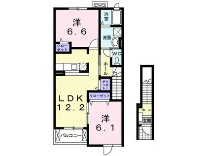 白山ヒルズII 壱番館(2LDK/2階)の間取り写真