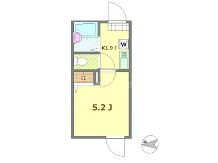 リブ南花畑3丁目(1K/1階)の間取り写真