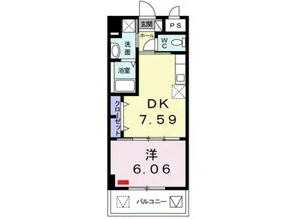 コーポヤカ・ウエストサイド(1DK/5階)の間取り写真