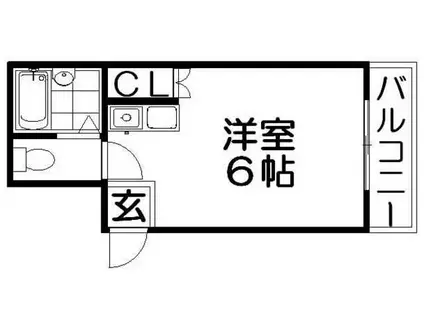 メビウス コウリ レジデンス(ワンルーム/1階)の間取り写真