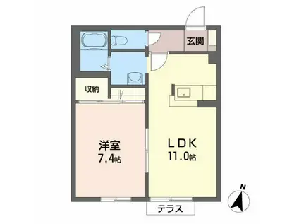 シャーメゾンパウパウ(1LDK/1階)の間取り写真