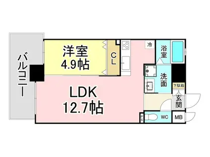 リンデンバウム京町(1LDK/12階)の間取り写真