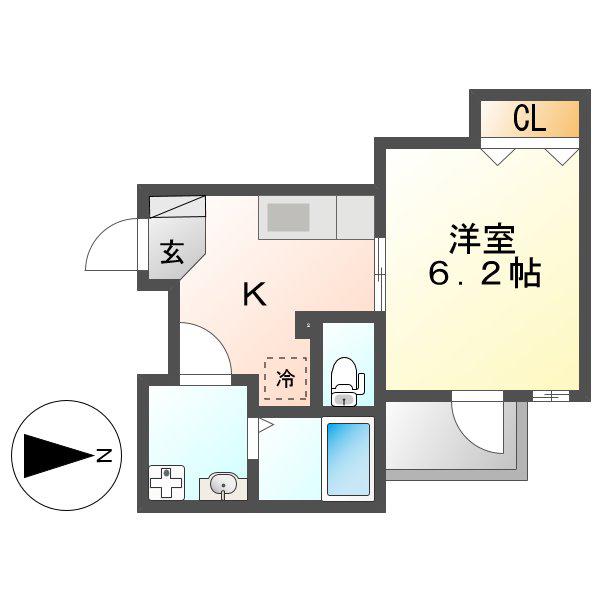 AXIA 亀島(1K/2階)の間取り写真