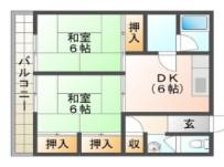 ヴィクトリアコート太子町I(2DK/1階)の間取り写真