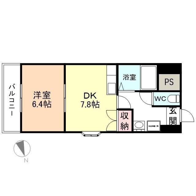 大門マンション(1DK/2階)の間取り写真