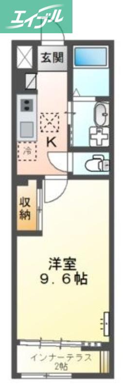 シェルル中畝(1K/1階)の間取り写真