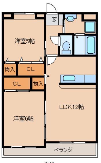 SUNDAY御井駅前(2LDK/2階)の間取り写真