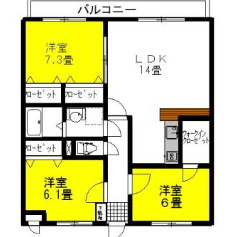 シティコートI(3LDK/3階)の間取り写真