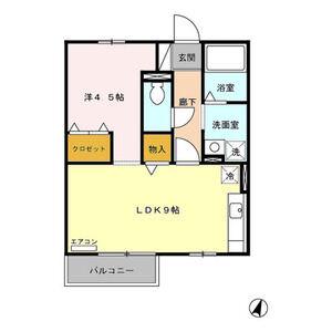 GLORY A棟(1LDK/2階)の間取り写真
