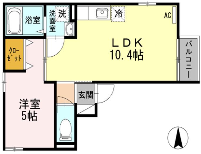 HARBOR・K(1LDK/2階)の間取り写真