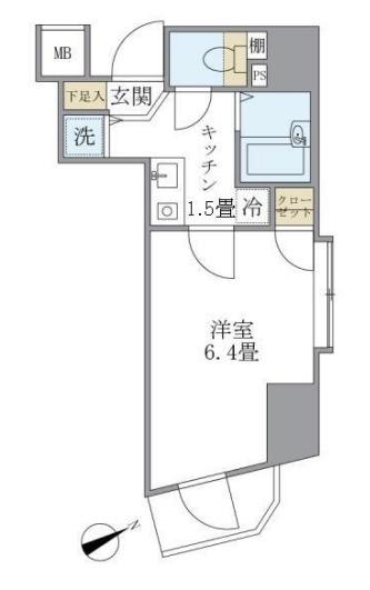 KDXレジデンス元浅草(1K/4階)の間取り写真