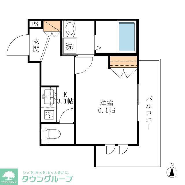  氷川参道メゾンテラーダII(1K/1階)の間取り写真