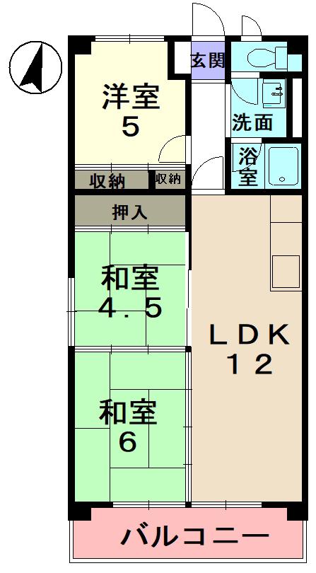 ブランメゾン赤坂(3LDK/2階)の間取り写真