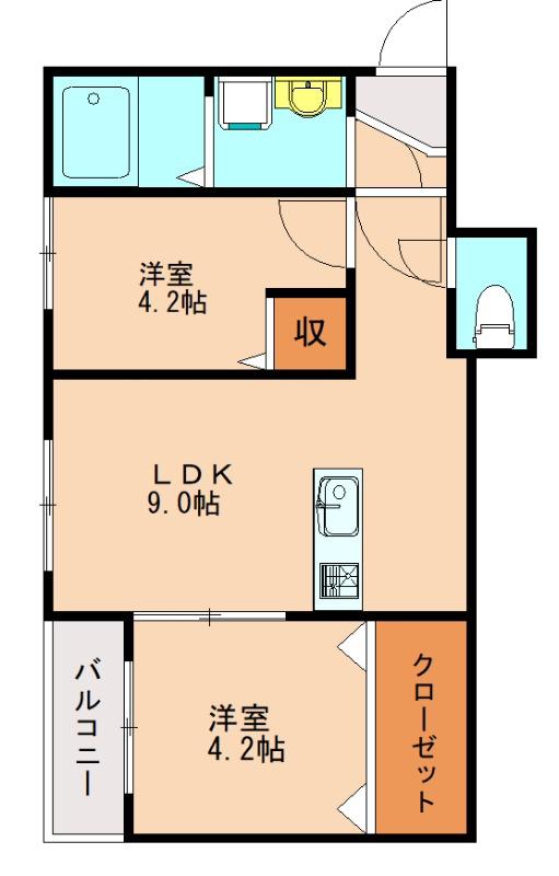 ブエナカーサ和白(2LDK/2階)の間取り写真