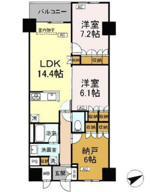 サンジョイアゼロ(2SLDK/6階)の間取り写真