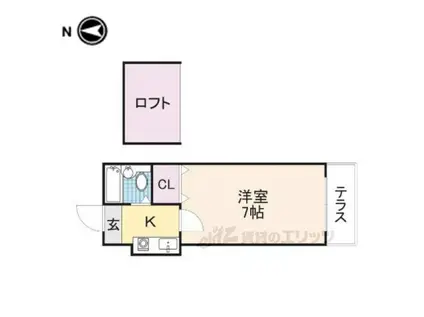 ショウロ御殿山(1K/1階)の間取り写真