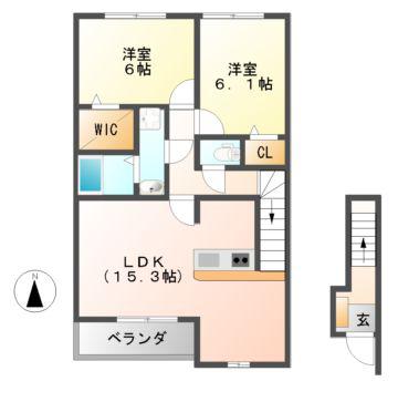 ベルドミール(2LDK/2階)の間取り写真
