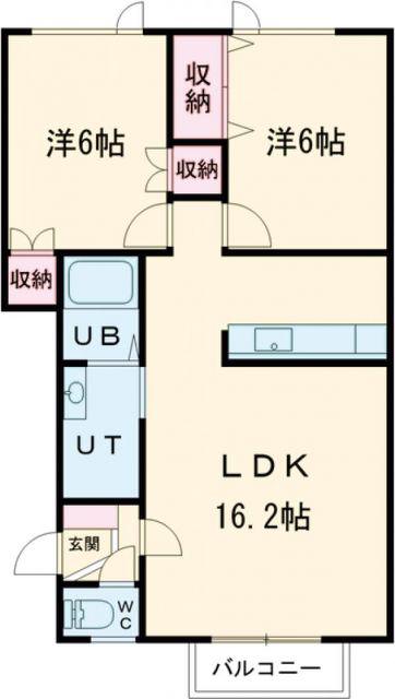 メゾンドフラッシュII(2LDK/2階)の間取り写真