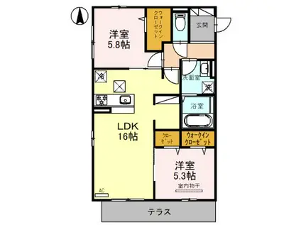 ラフォーレ堺(2LDK/2階)の間取り写真