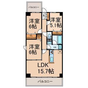 THE ウエスト OAK(3LDK/3階)の間取り写真