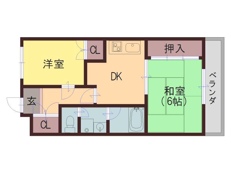 A-HEIGHTS(2DK/5階)の間取り写真