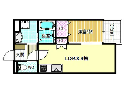 エレガンス藤井寺(1LDK/3階)の間取り写真