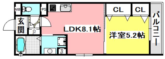 ラモーナ一津屋I(1LDK/3階)の間取り写真