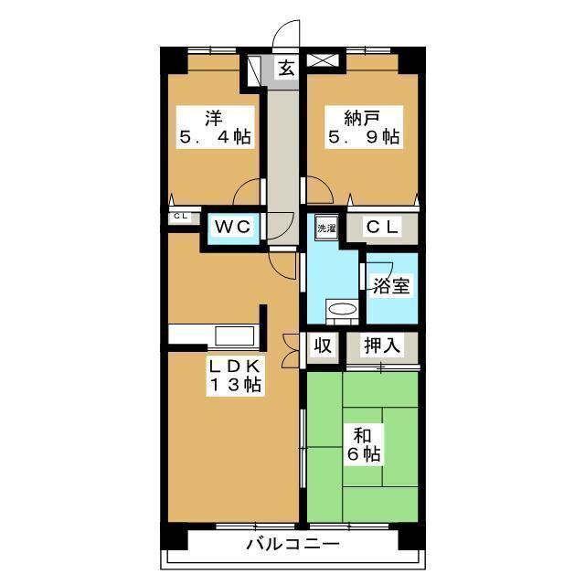 アバンドーネ高橋(2SLDK/2階)の間取り写真