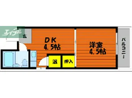 佳月堂マンション(1DK/2階)の間取り写真