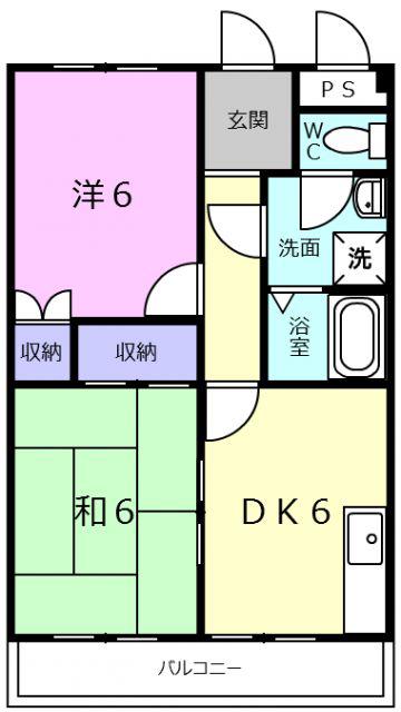 TSサニ-コーポI(2DK/1階)の間取り写真