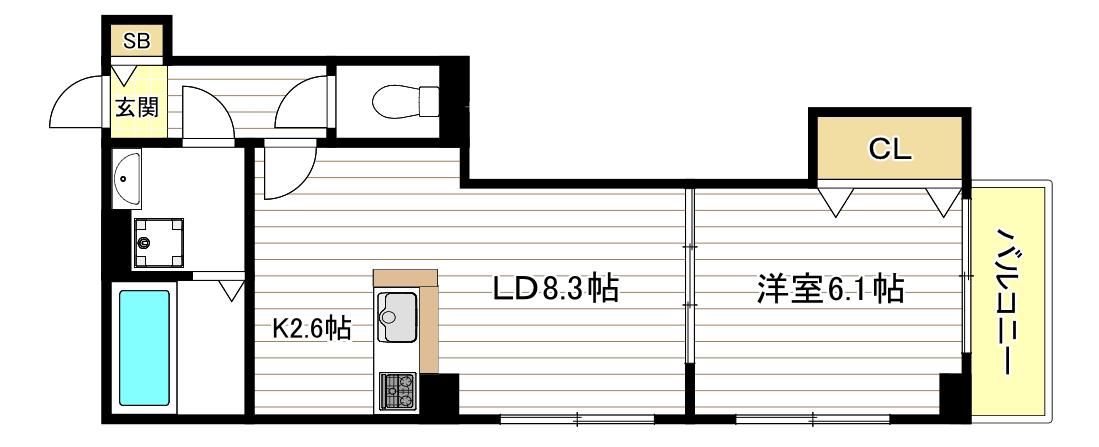 エスポワール立葉(1LDK/1階)の間取り写真
