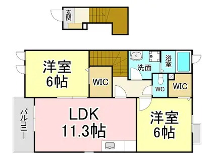 フレシール小倉東Y(2LDK/2階)の間取り写真
