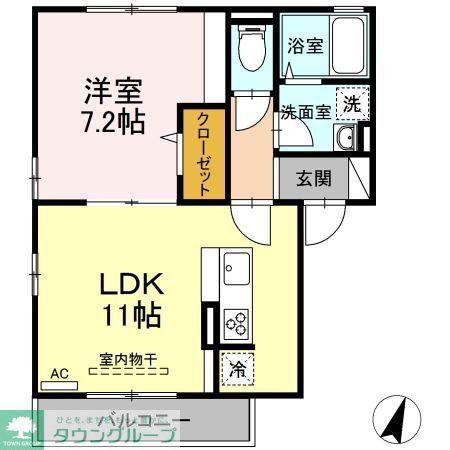 プランドールAI(1LDK/1階)の間取り写真