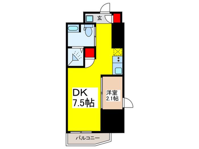 クロスレジデンス神田神保町(1DK/6階)の間取り写真