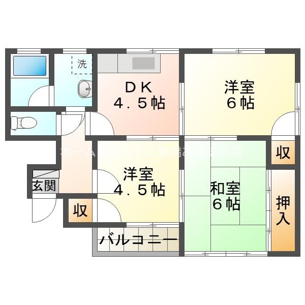 ハイツ川口(3DK/1階)の間取り写真