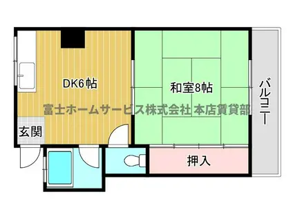 コーポ707(1DK/2階)の間取り写真