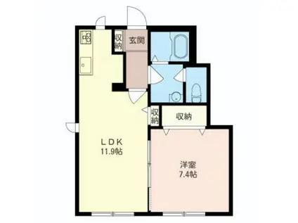 ヴェルドミール(1LDK/1階)の間取り写真